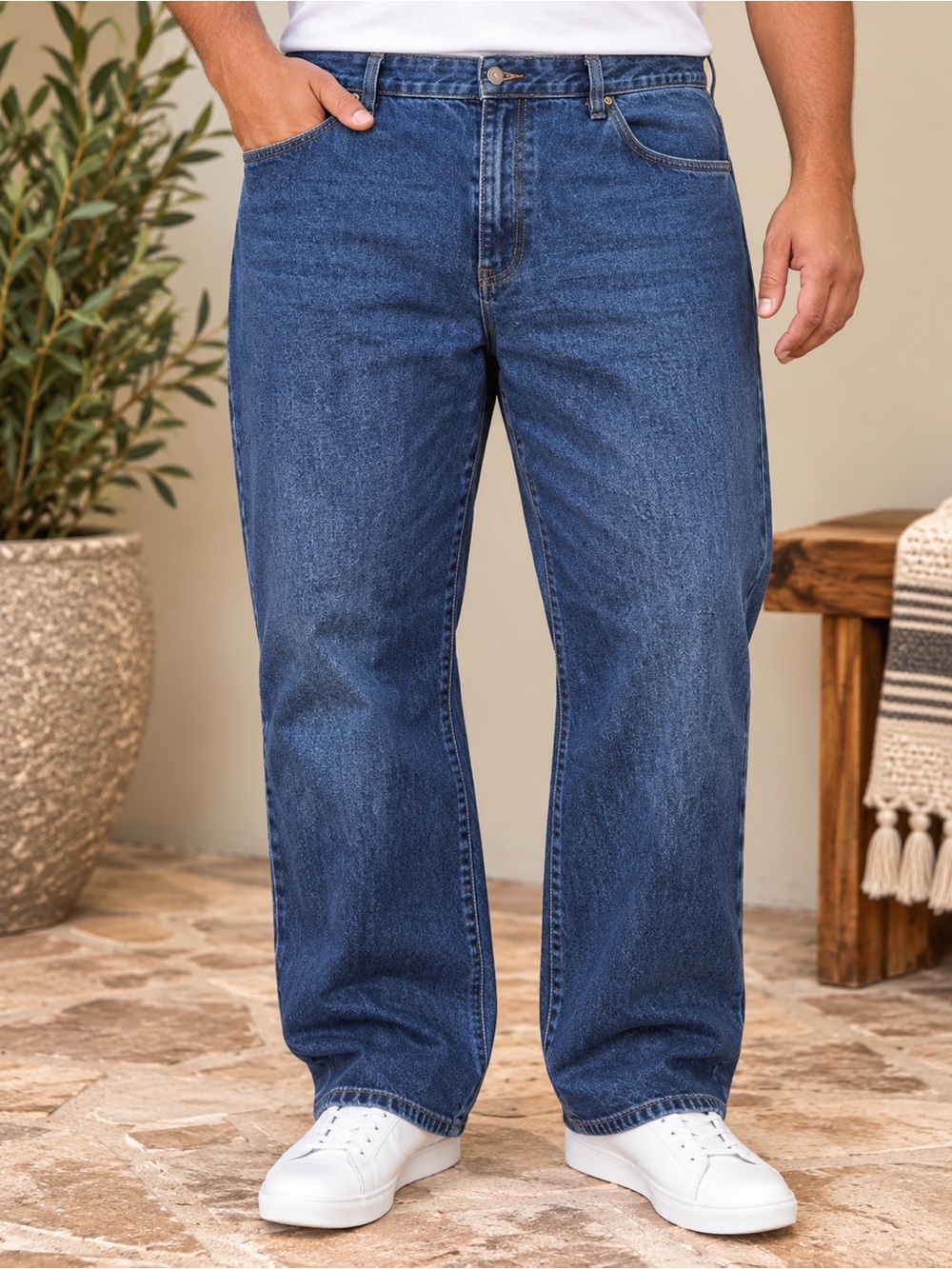 Duluth Trading Co Men’s 46x28 Blue Denim Straight Leg Jeans 100% Cotton #892